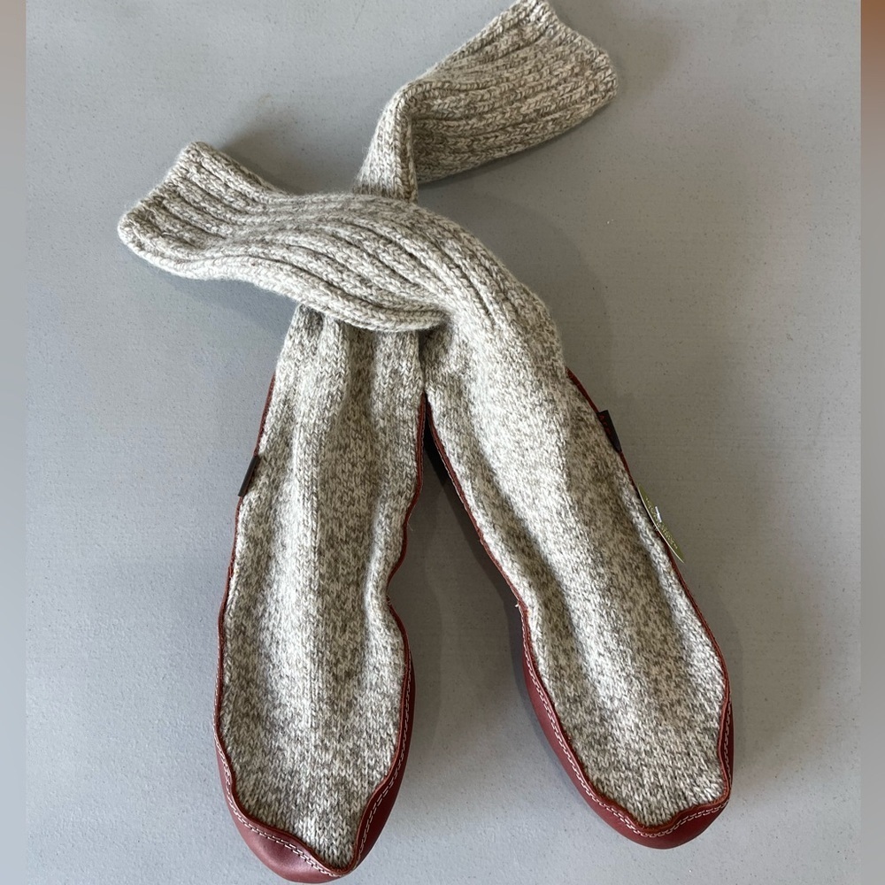 Acorn The Original Slipper Sock wool sock with leather & suede bottom unisex NWT